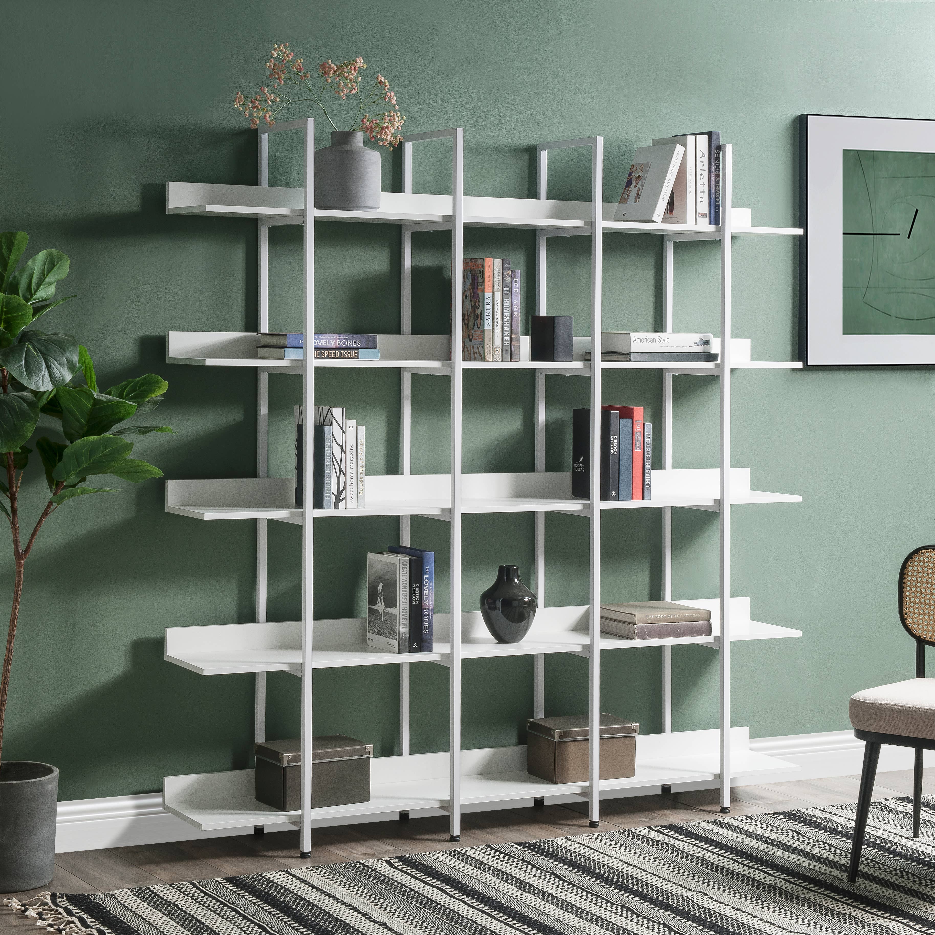 39F Inc. - Wholesale Bookcase - 5-Tier Industrial Bookcase Shelves Metal Frame,5 Colors4