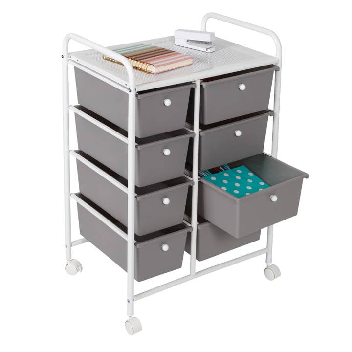 Metal Rolling Cart With 8 Plastic Storage Drawers for wholesale by Honey-Can-Do