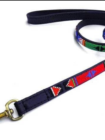 Handmade Beaded Leather Maasai Dog Leash with Free Shipping for wholesale by Delight merchants