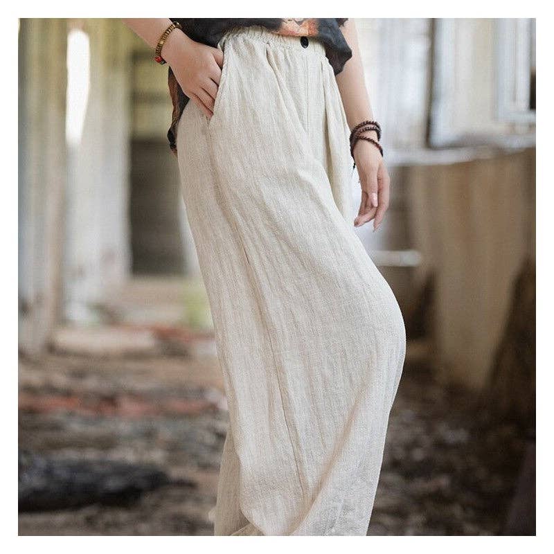 FurDecoration - Wholesale Pants - Women's - Loose Fit Casual Thin Straight Leg Pants In Solid Color4