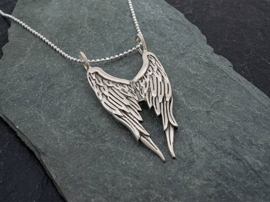 Silver Double Angel Wings Pendant for wholesale on Faire1