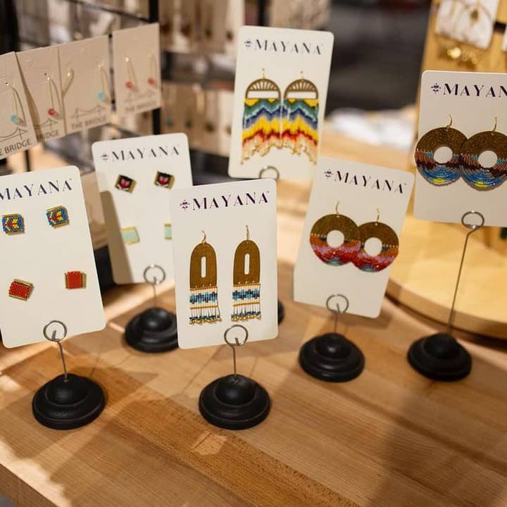 Mayana Designs Co - Wholesale Dangle Earrings - Beaded Handwoven Painted Desert Fringe Earrings (Peach/Tan)8