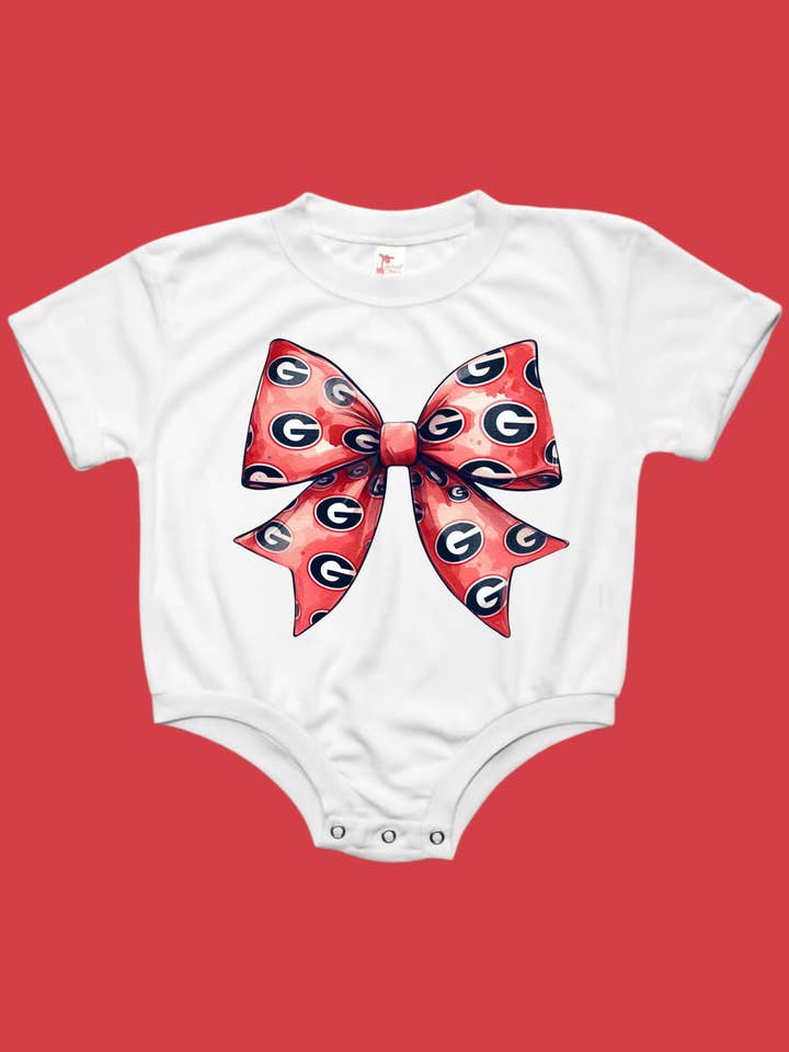 Uncommon Label - Wholesale Bodysuit (Non-Footed) - Baby - UGA Bow Georgia Baby Bubble Tee Shirt Romper