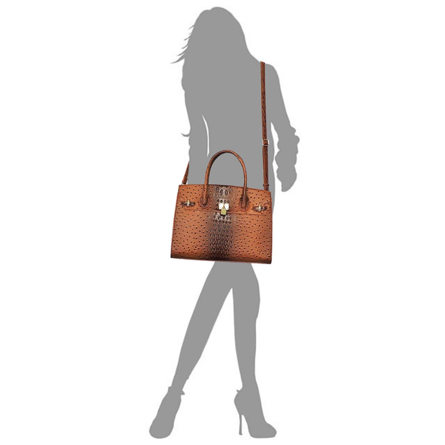 M&M HANDBAGS, LLC. - Wholesale Laptop Bag - Unisex - OS1096 Ostrich Croc Padlock 2-in-1 Satchel14