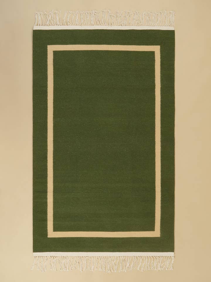 Handwoven Kilim Rug - Zawiya in Palm Green for wholesale by SŪQ