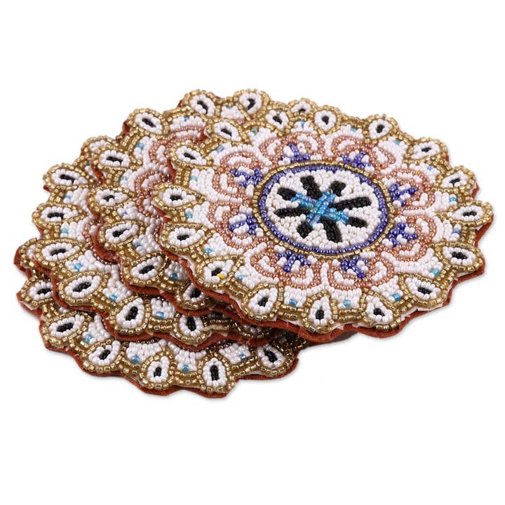 NOVICA - Wholesale Coasters - Novica Handmade Beaded Sun Beaded Coasters (Set Of 4)