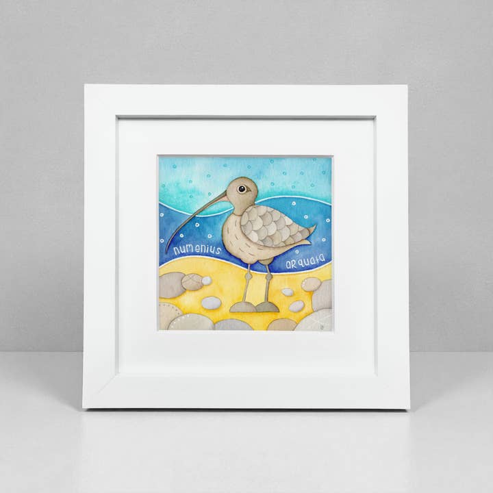 Curlew Art Print - Framed - Seaside Watercolour Painting for wholesale by East Neuk Beach Crafts