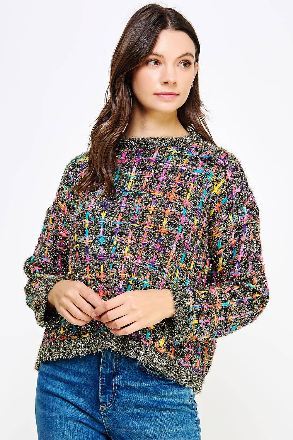 Strut & Bolt – Engroshandel Tunika - Dame – Gråand Multi Tweed Pullover Strik Sweater7