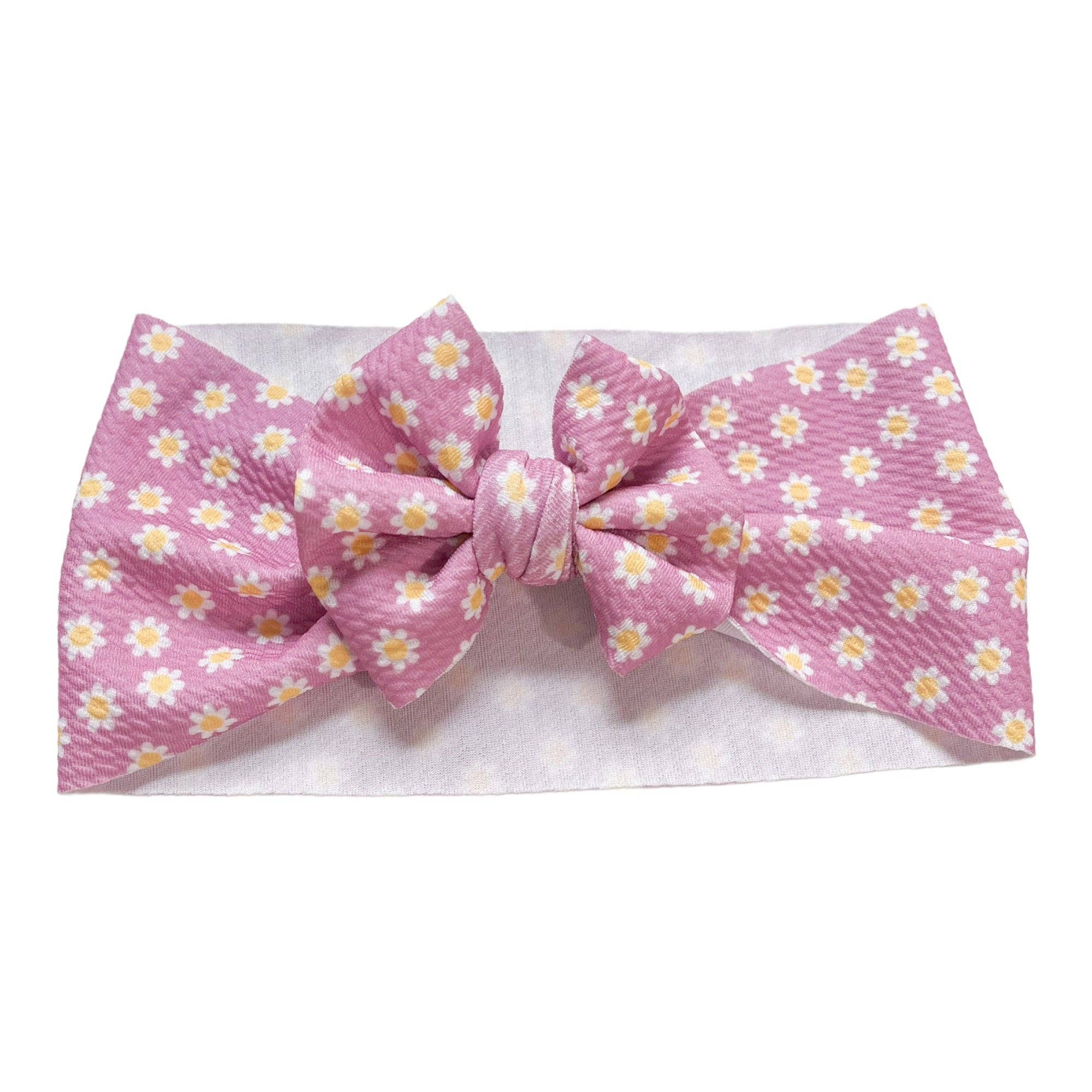 Tiny toes Baby Co – wholesale Fashion Headband - Baby – Pink Mini Flowers Headwrap Bow1