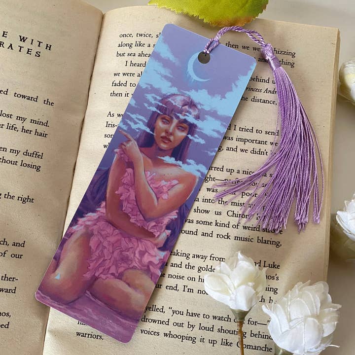 Cindy Tran Art - Wholesale Bookmark - Moon Celestial Sweet Pea Magical Girl - April Art Bookmark