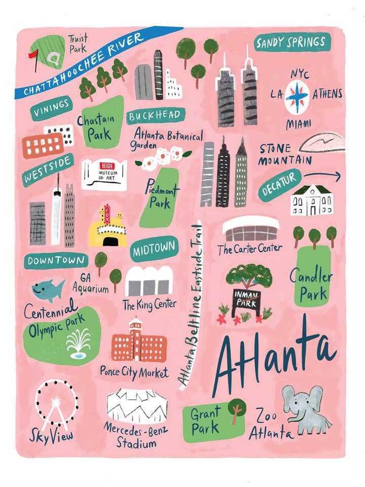 Atlanta Map Card for wholesale by Little Desk Drawer