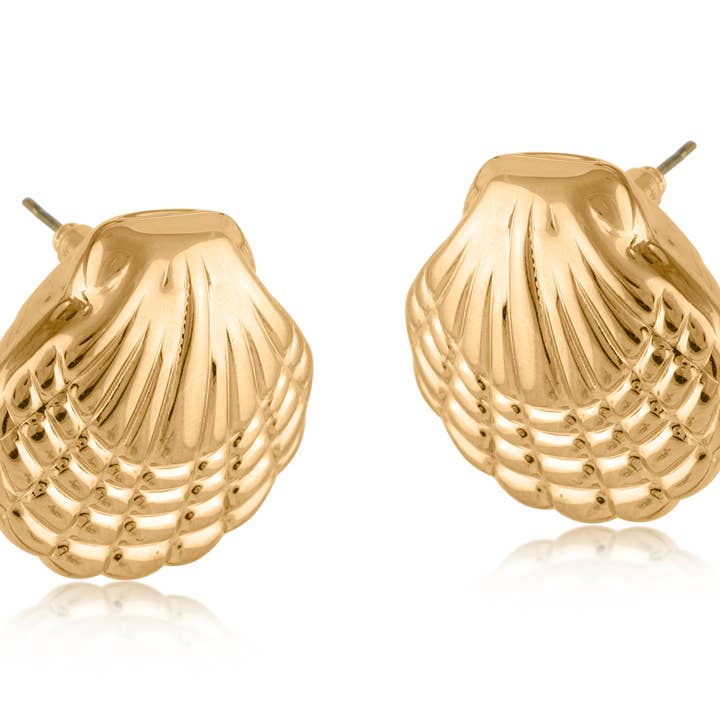 RADINA SHELL STAINLESS STEEL EARRINGS for wholesale by Big Metal London