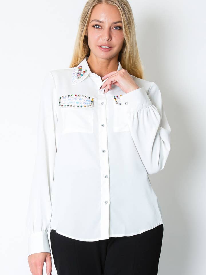 IT2914 - Chemise boutonnée à manches longues pour la vente par KIWI