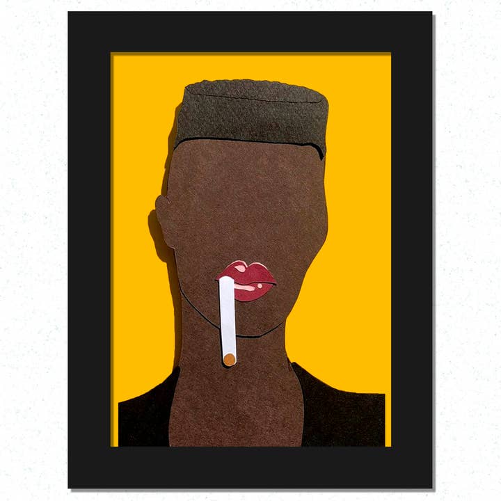 Retrato de Arte em Papel: Grace Jones: Emoldurado, Feito à Mão por atacado de Paper for the People