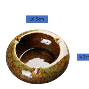 A&A Wonders - Wholesale Ashtray - Round Glossy Ceramic Ashtrays + Flameless Lighter (GREENISH)1