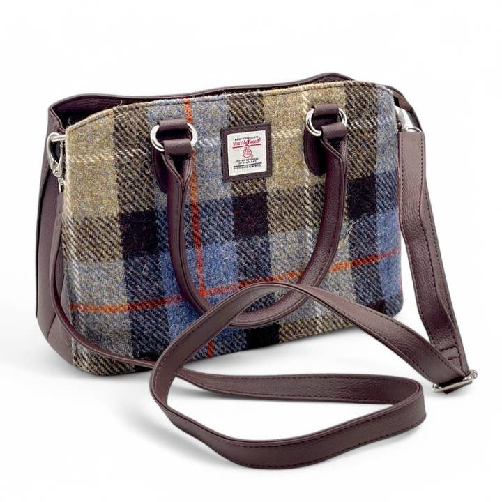 maccessori – wholesale Top handle bag – women's – Harris Tweed Top Handle Bag Blue Brown Check