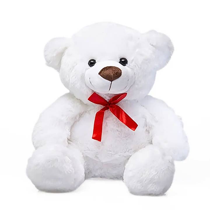 Jacobson - Wholesale Stuffed/Plush Toy - Kids & Baby - 17"H White Bear with Red Ribbon