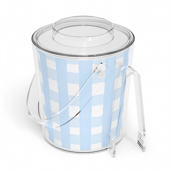 Kate by Rolfes Custom Design - Wholesale Ice Bucket - Gingham Acrylic Ice Bucket with Tongs0
