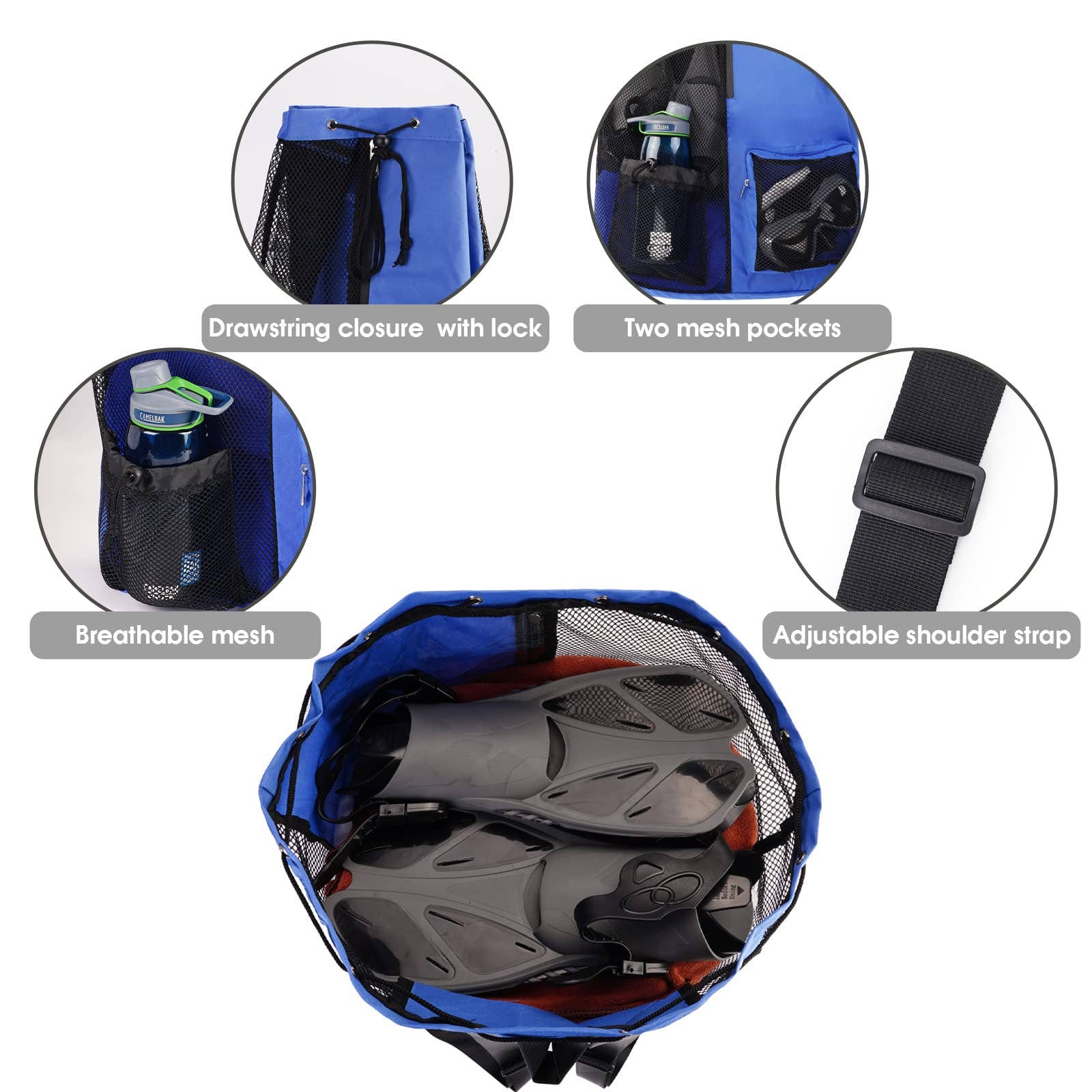 wandf - Wholesale Beach Bag - WANDF Mesh Drawstring Backpack with Wet Pocket Beach Bag11