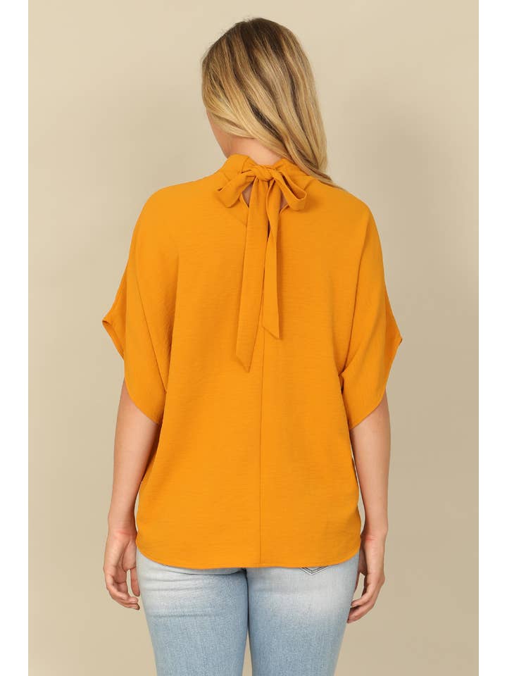You & Me - Wholesale Blouse - Women's - YMT20083V-SOLID BACK RIBBON DOLMAN SLEEVE HIGH NECK TOP11