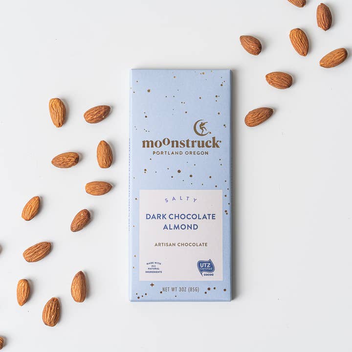 Moonstruck Chocolate Co - Wholesale Chocolate Bar - Salty Dark Sea Salt Almond Bar