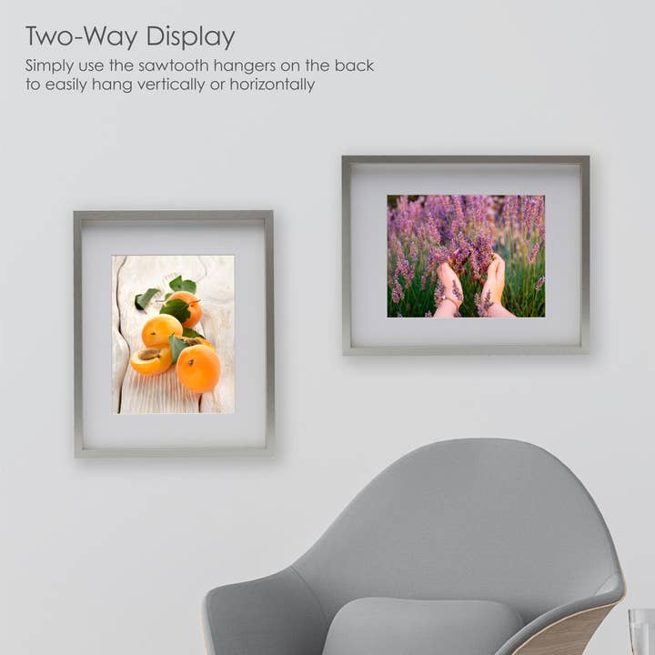 Mikasa 16x20in Silver MDF Portrait Frame 16x20 matted 8x10 for wholesale on Faire