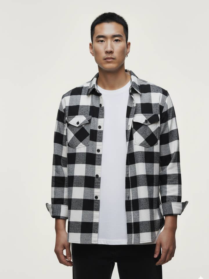 Flannel Long Sleeve Buffalo Plaid Shirt for wholesale by Hawk's Bay