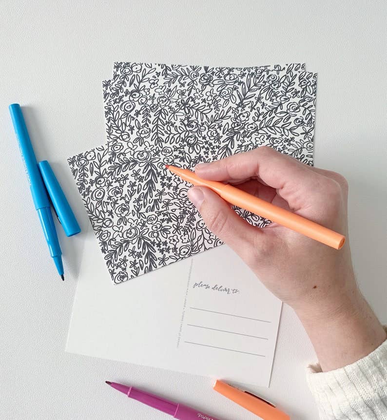 Instead of Ashes - Wholesale Postcard Set - Set of 10 Postcards - Black and White Floral1