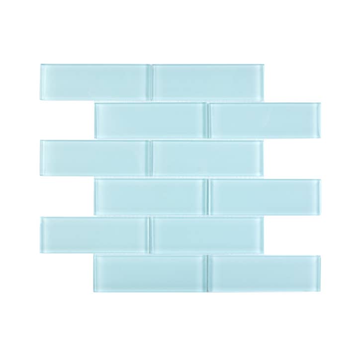 2" x 6" Glass Mosaic Subway Tile, Backsplash for Kitchen and Bathroom - 5 Square Feet Per Carton - Baby Blue for wholesale by WS Tiles