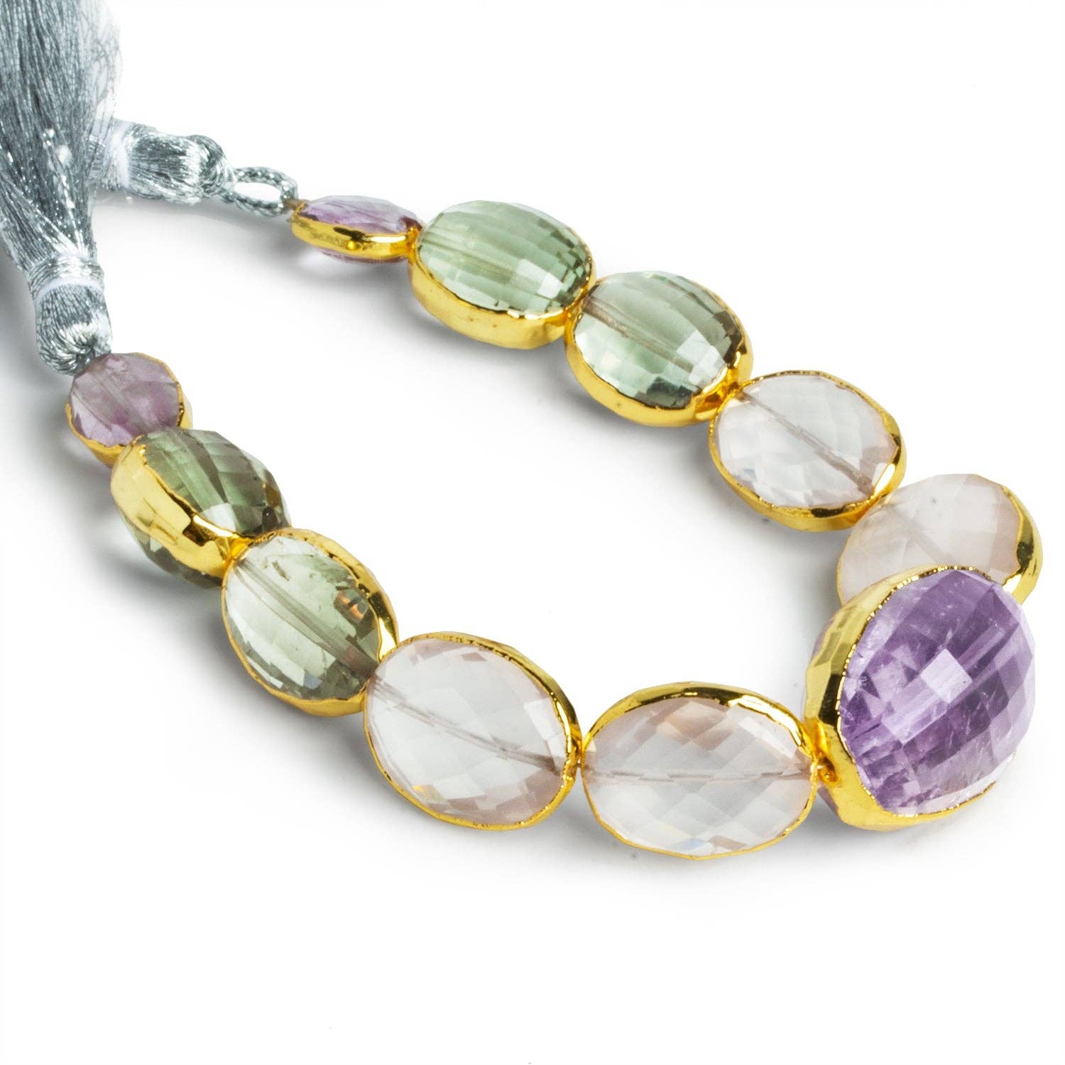 The Bead Traders – Missangas por atacado – Contas facetadas multigemas folheadas a ouro de 15x11mm, 5 polegadas, 11 contas1