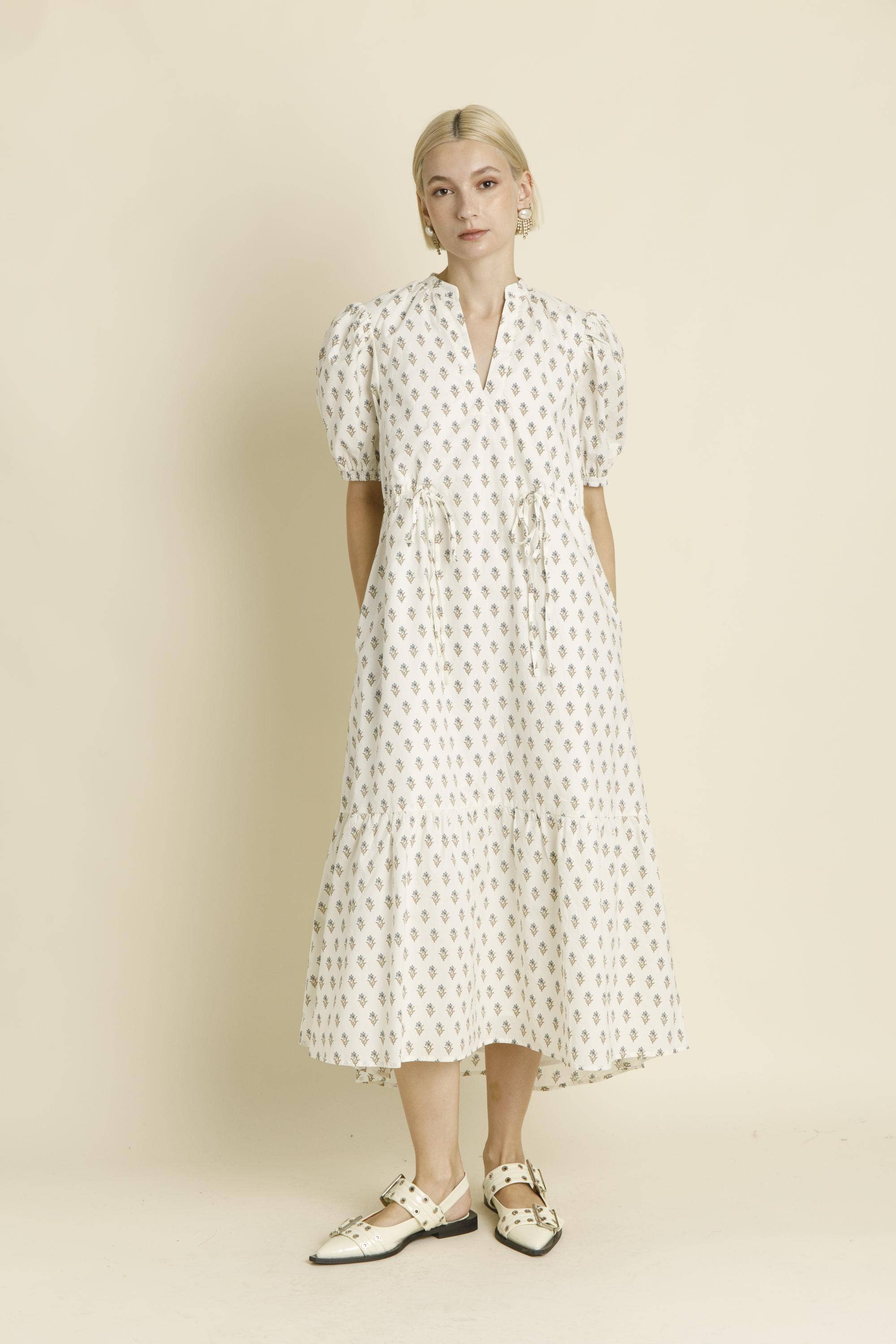 Aureum - Wholesale Dress - Women's - AD1949 - FLORAL MIDI DRESS W/ TIES4