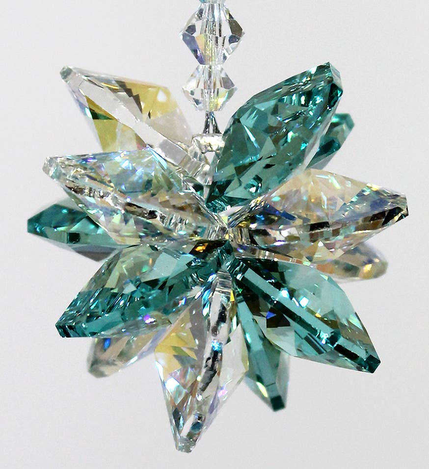 Silver Deer Crystal - Wholesale Suncatcher - Crystal Cluster Suncatcher - Aqua and AB with 5" strand