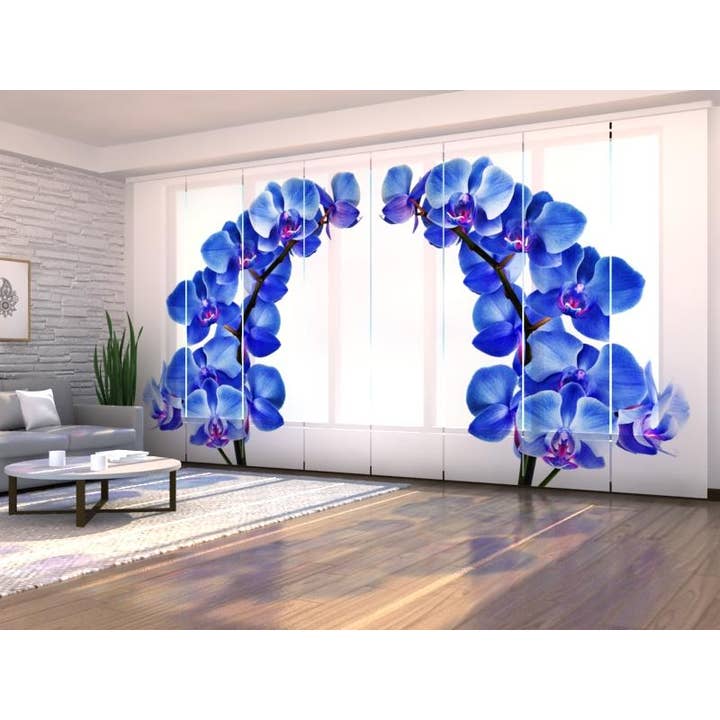 Set of 8 Blue Orchid Panel Curtains for wholesale by IlyDecor