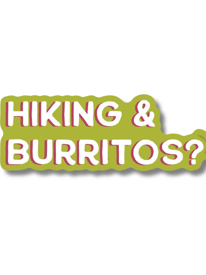 Hiking & Burritos Vinyl Sticker for wholesale by Creative Kind