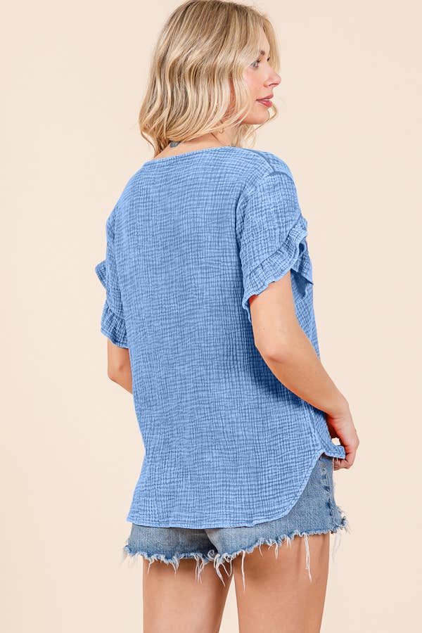 Culture Code – wholesale Blus - Dam – CWT1541XMW - V-RINGAD VOLANGÄRMAD TOPP11