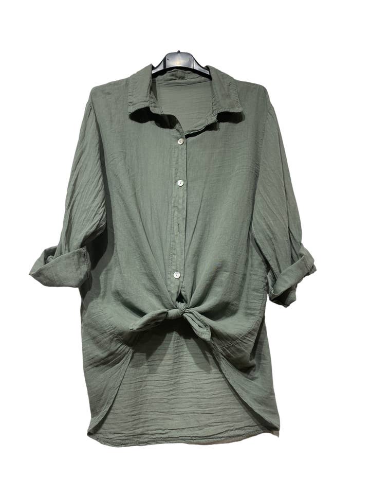 LINEN & COTTON HOUSE – wholesale Tröja med knappar – Dam – BUNDEN BOMULLSSKJORTA 42602 32