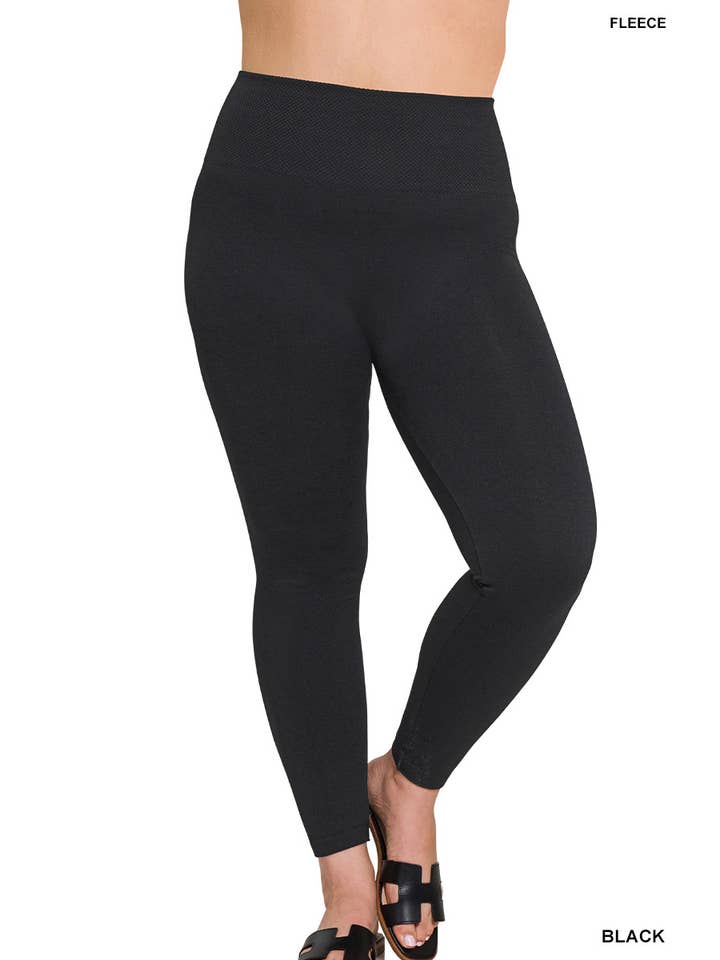 BLACK Plus High Waist Diamond Shape Band Fleece Leggings for wholesale on Faire