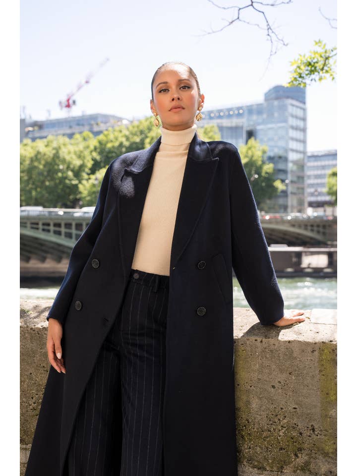 Attentif Paris - Wholesale Coat - Women's - Extra-long oversized hand-sewn wool blend coat57