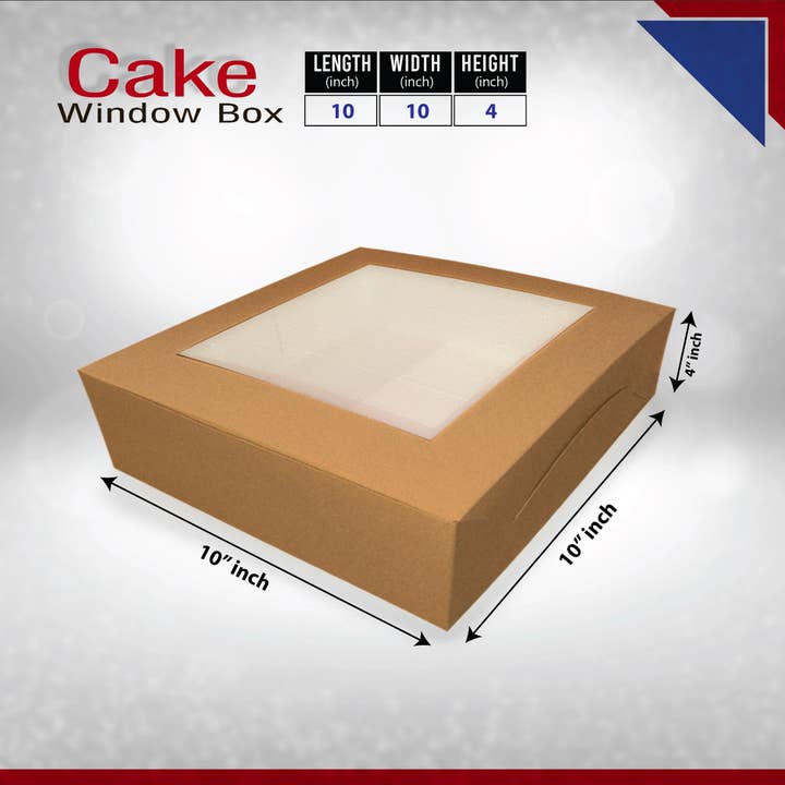 Tennessee IMPEX - Wholesale Cake Stand - 25-Pack Kraft Bakery Cake Boxes with Clear Window | Eco-Friendly Take-Out Packaging for Cakes, Cupcakes, Pies, Donuts & Treats – Large (12x12x5"), Medium (10x10x4"), Small (8.5x8.5x3") Sizes