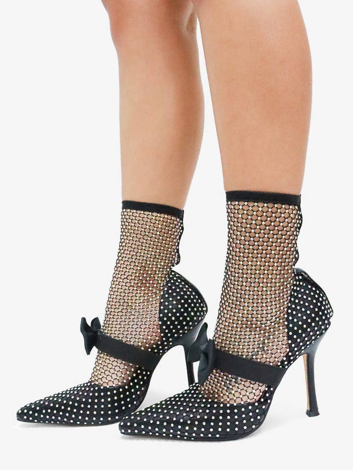 Lemonade Shoes - Wholesale High Heels - Women's - GAZILLION - Rhinestone Mesh Heels w/ Bow 5