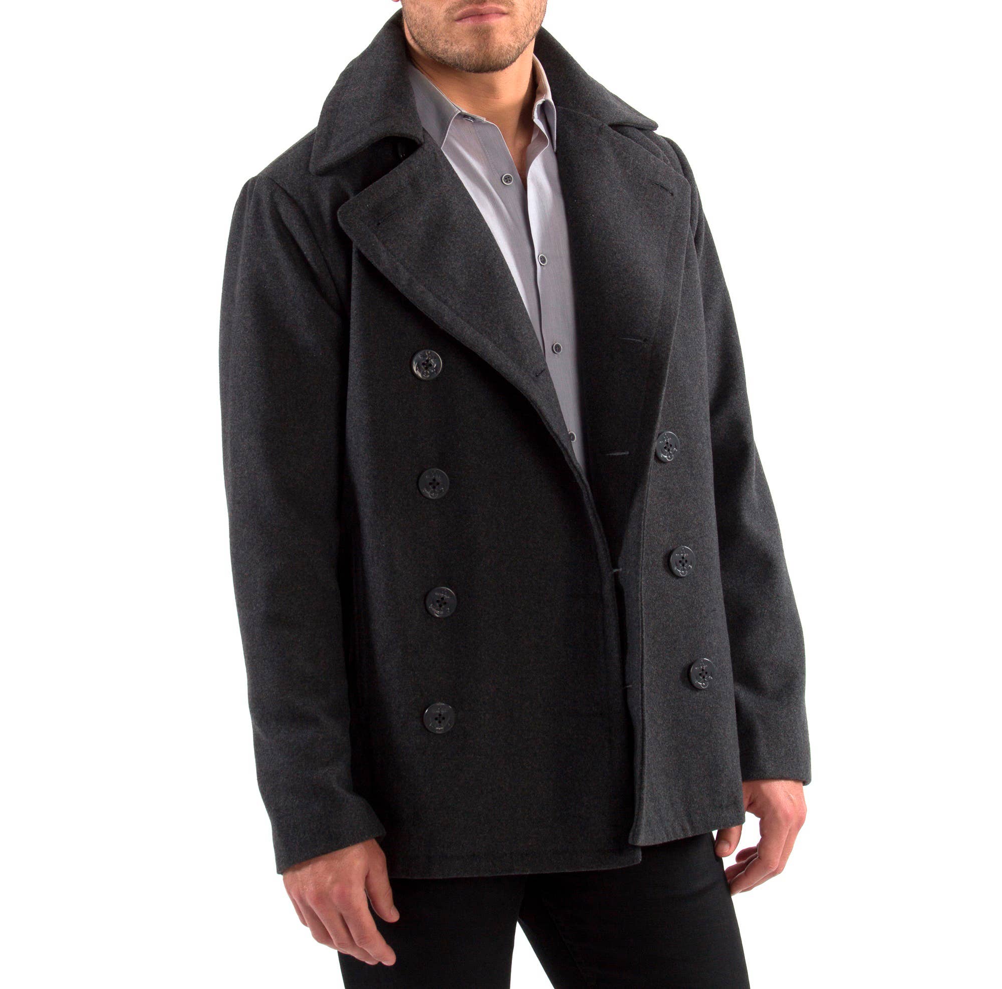Alpine Swiss - Wholesale Peacoat - Men's - Mason Mens Wool Blend Pea Coat Jacket Double Breasted Dress6