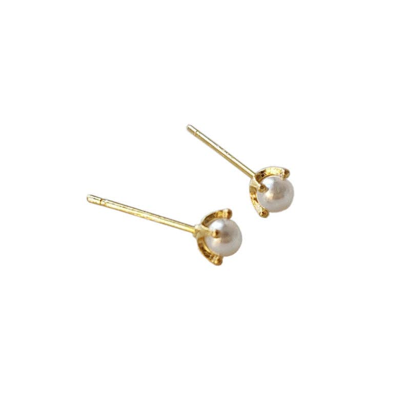Revelari - Wholesale Stud/Post Earrings - Minimalist Gold Bar Pearl Stud Earrings3