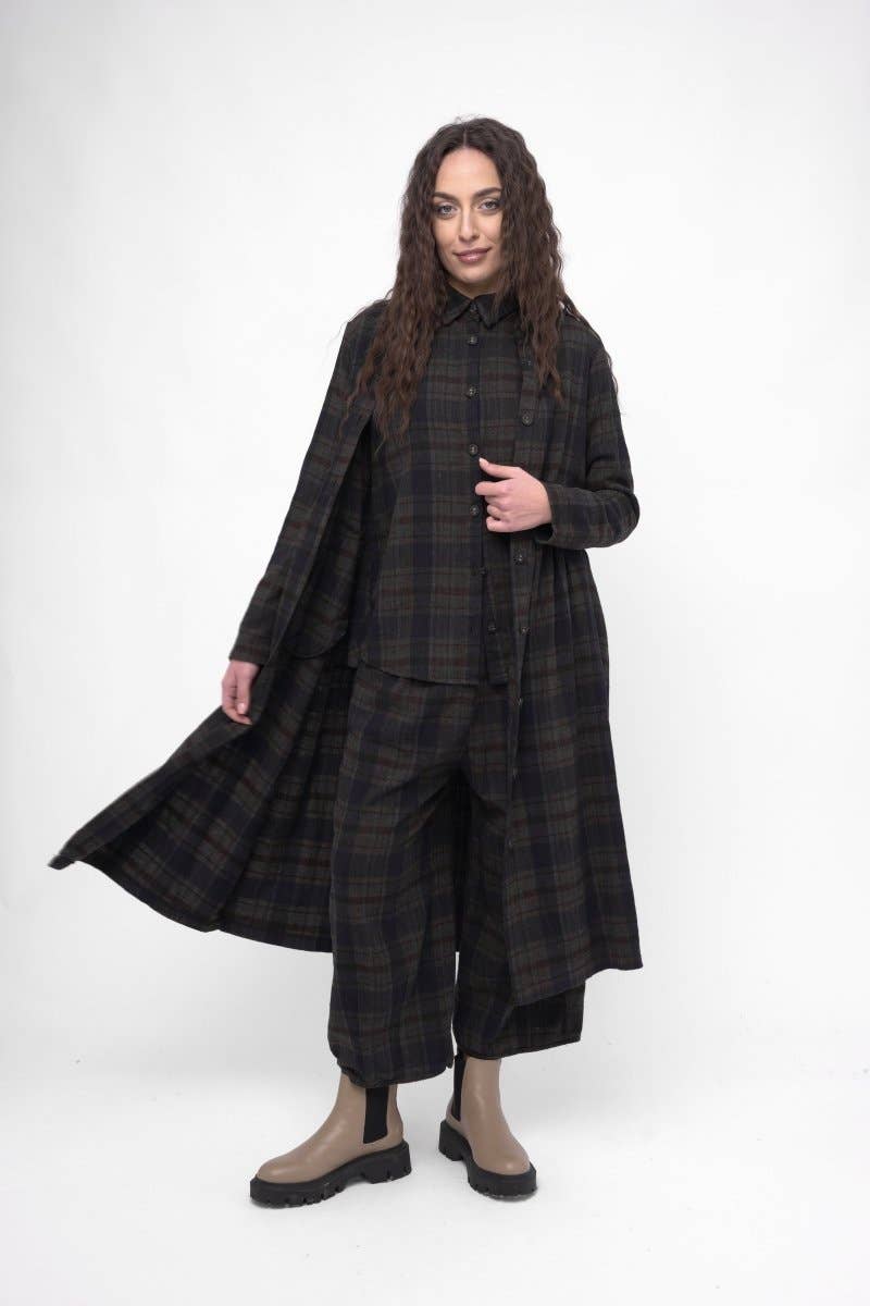 Baci & Amici Fashion - US Continental - Wholesale Dress - Women's - Cotton Plaid Tiered Waist Dress12