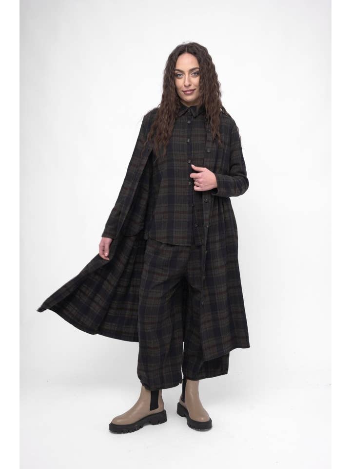 Baci & Amici Fashion - US Continental - Wholesale Dress - Women's - Cotton Plaid Tiered Waist Dress12