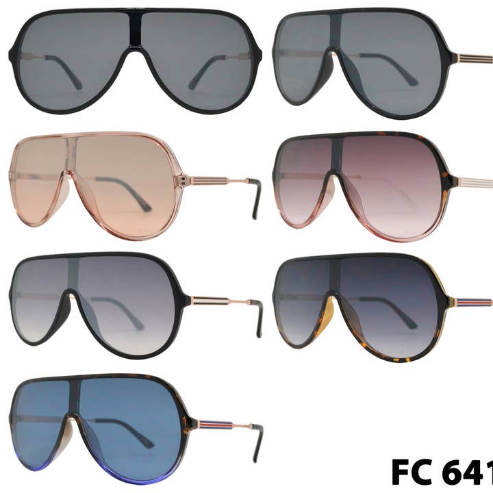 Dynasol Eyewear - Wholesale Sunglasses - Women's - Flat Lens One Piece Shield Flat Top Plastic Sunglasses7