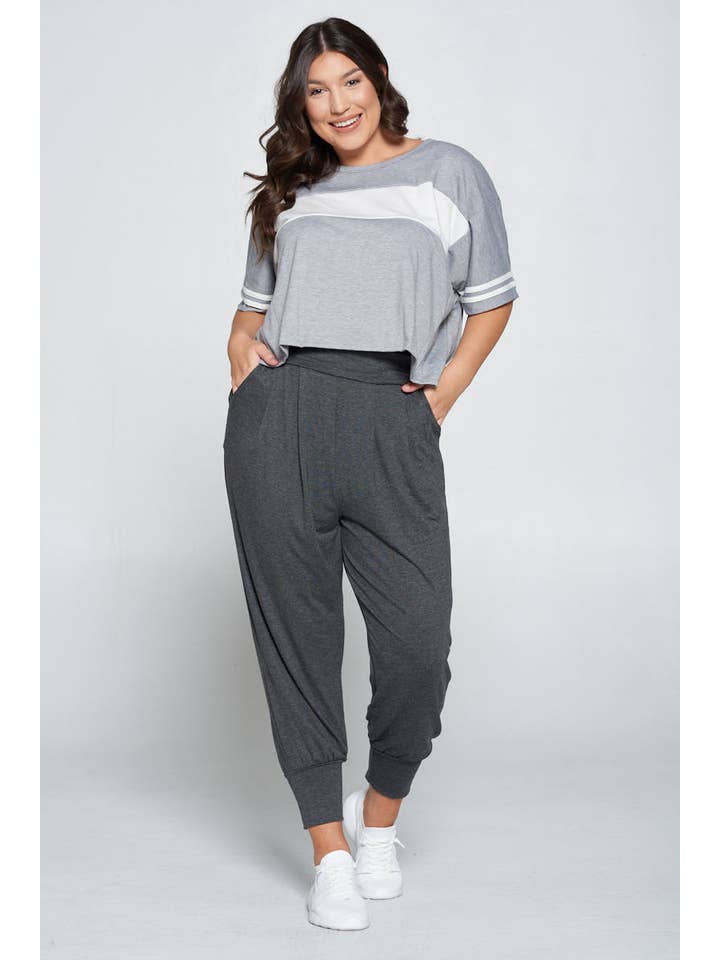 Allium - Wholesale Pants - Women's - Plus Size Banded Waist Harem Joggers1