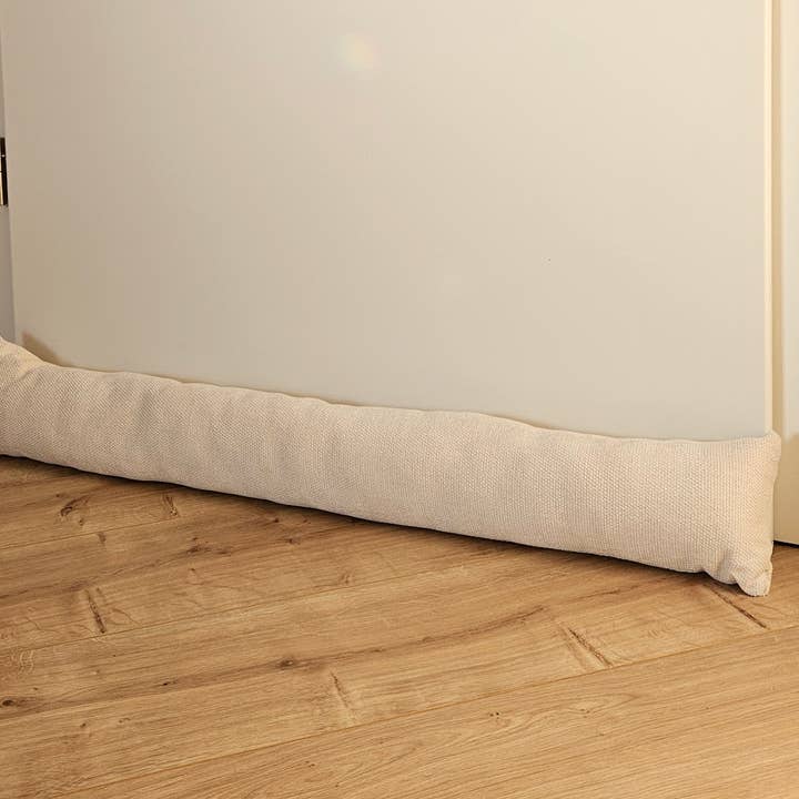 Meinposten - Vendita all'ingrosso Decorazione per porta - Paraspifferi guarnizione porta fermavento porte e finestre tessuto grigio crema beige 90 cm5