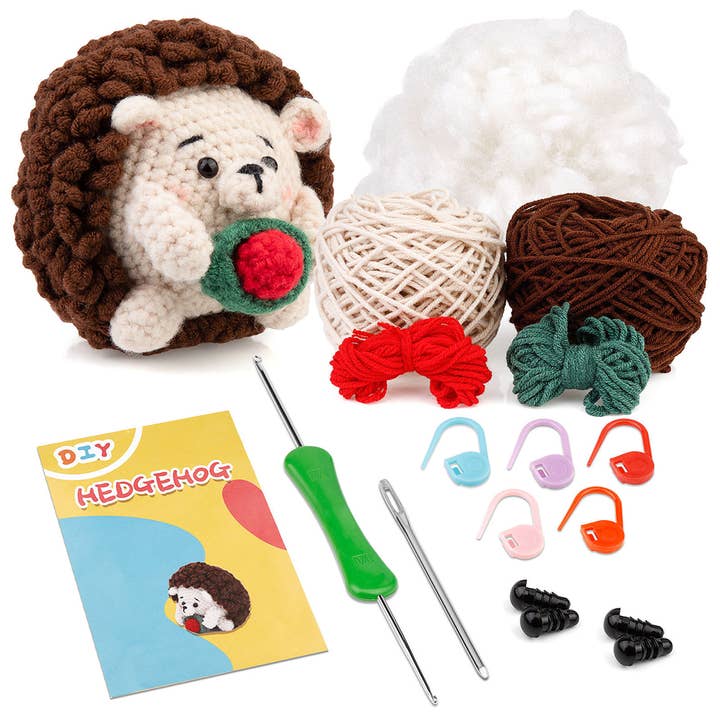 COFFEE HANDMADE DIY HEDGEHOG CROCHET MATERIAL KIT_CWMM0815 for wholesale on Faire