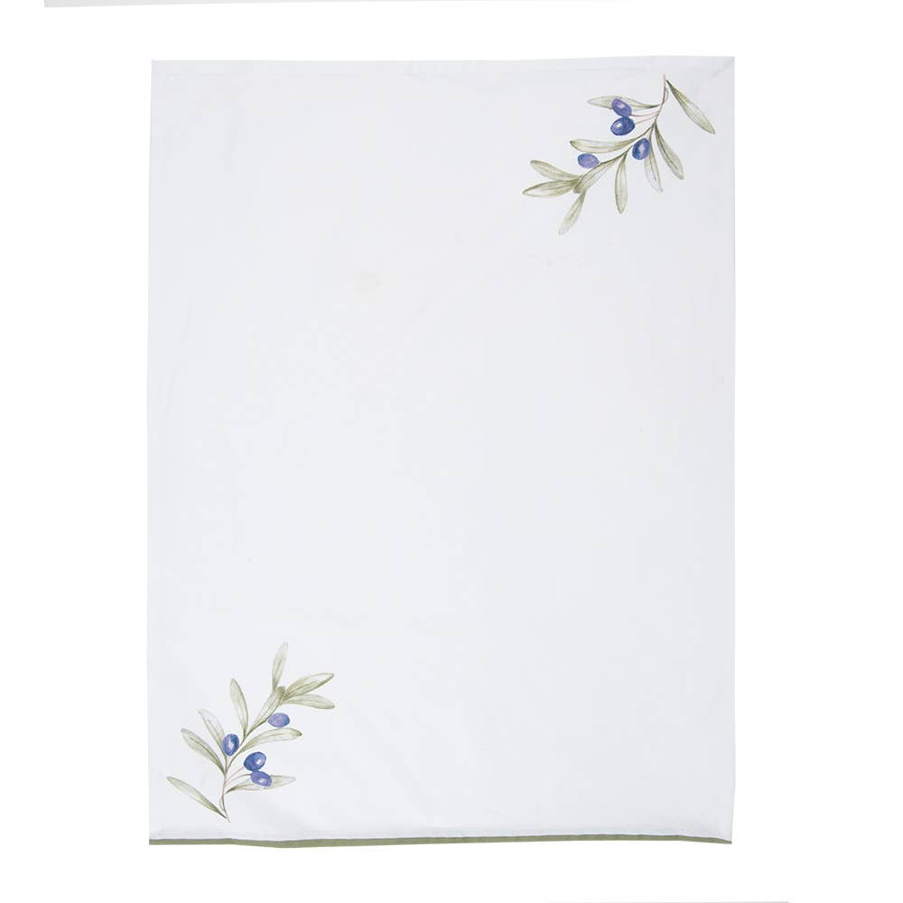 Clayre & Eef - Wholesale Tea Towel - OLF42-2 Tea Towel  50x70 cm White Cotton Olives1