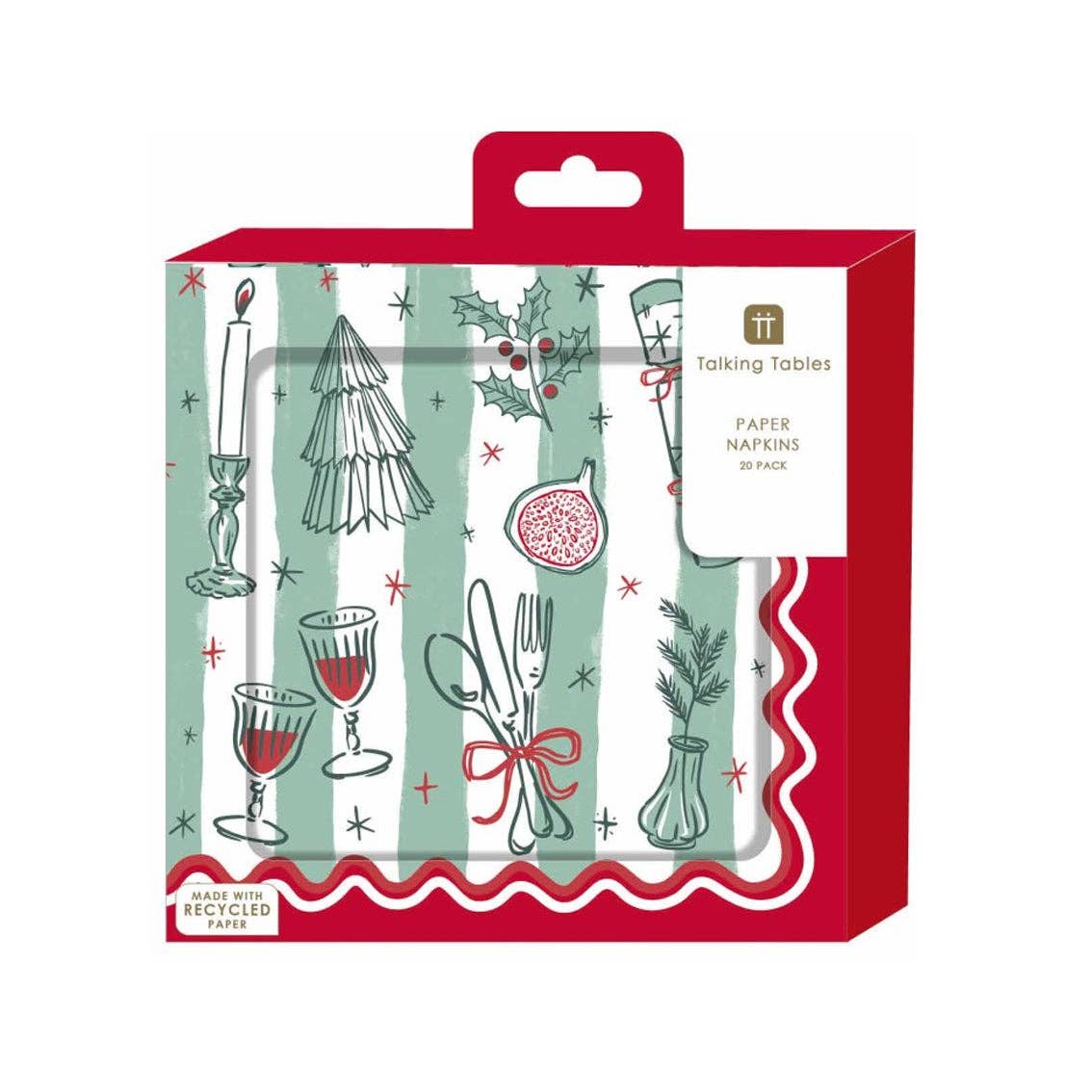 Talking Tables EU – Guardanapo descartável por atacado – Guardanapos de Papel de Natal Bon Noel - Pack de 20